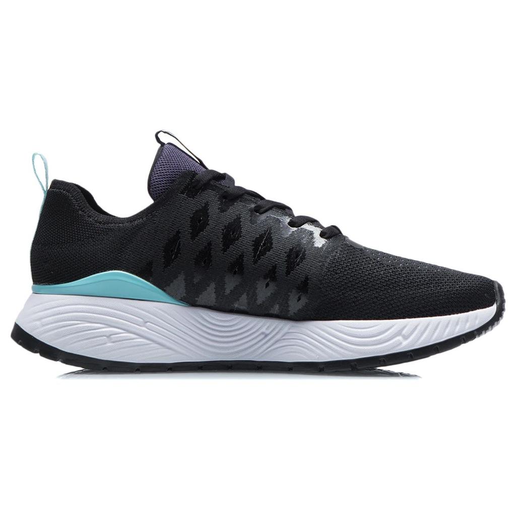 Li Ning Мягкие цельные трикотажные амортизирующие нескользящие низкие спортивные повседневные туфли женские кроссовки черные ARSR020-1