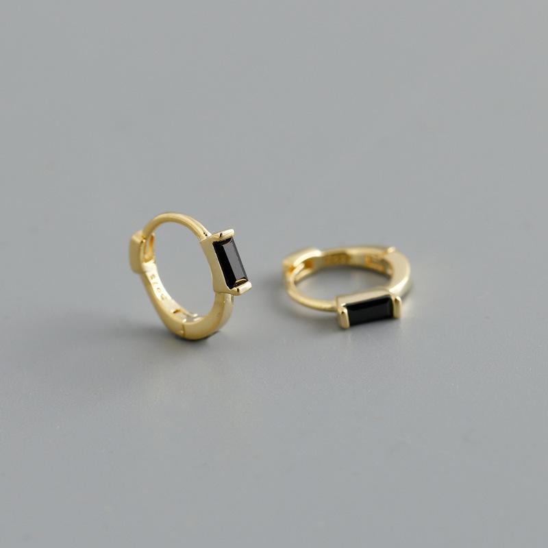 WANTME 925 Silver Colorful Square Shiny Zircon Beads Piercing Stud Earrings for Women Fashion Gothic Exquisite Jewelry