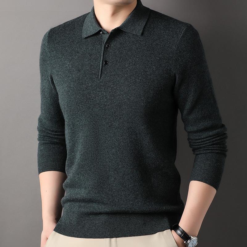 Весенне-осенний кардиган мужской свитер с лацканами 100% чистая шерсть свитер нижняя рубашка папа топ мужская одежда