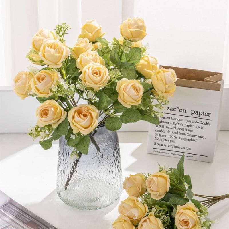 9 голов/1 букет, искусственные шелковые розы, цветы невесты для свадебной вечеринки, украшение дома1, винтажная роза/bunga Rose/bu