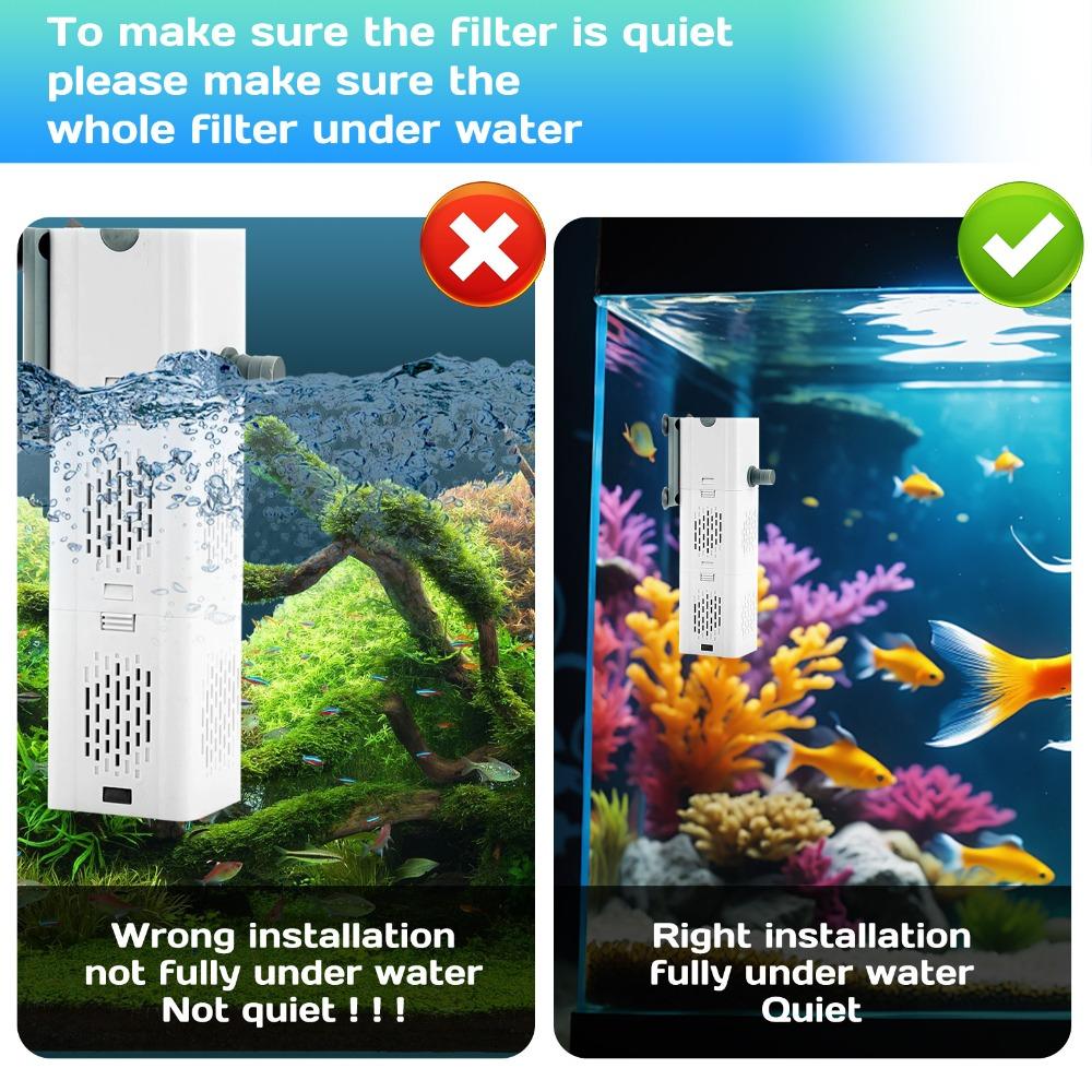 Aquarium Filter Pump 90 Gallon Internal Aquarium Fish Tank Canister 475 GPH Filter Water Filtration Aerator Wave Maker