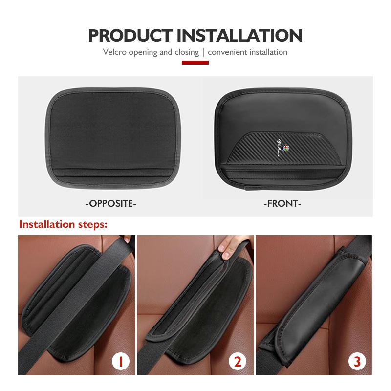 AAACO1 Car Seat Belt Shoulder Cover Protection Pads Safety Belt Accessories For Alfa Romeo GT Stelvio F1 Brera Volante Tonale Gloria