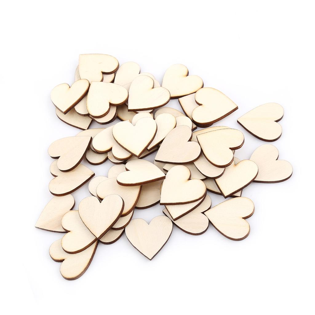 Украшения из дерева в форме сердца для свадебных табличек(30мм 50шт)
