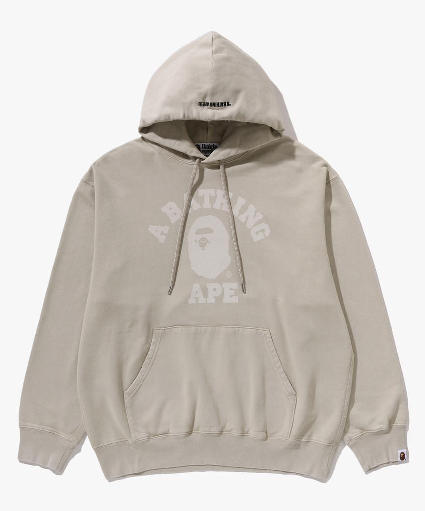 Garment Dye College Pullover Hoodie (M) Beige