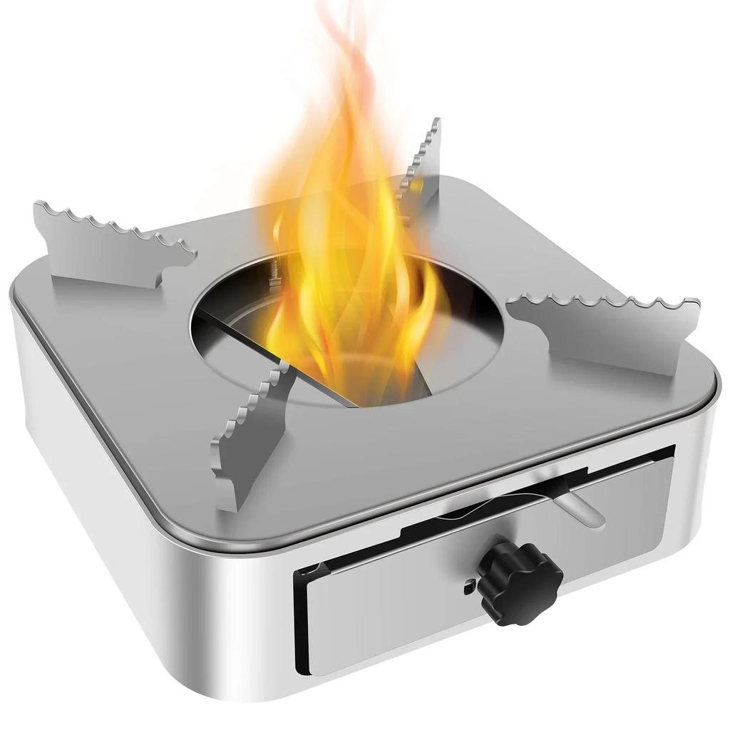 Портативная походная плита с регулируемым ящиком для мощности огня, спиртовая плита для барбекю на открытом воздухе, походное оборудование