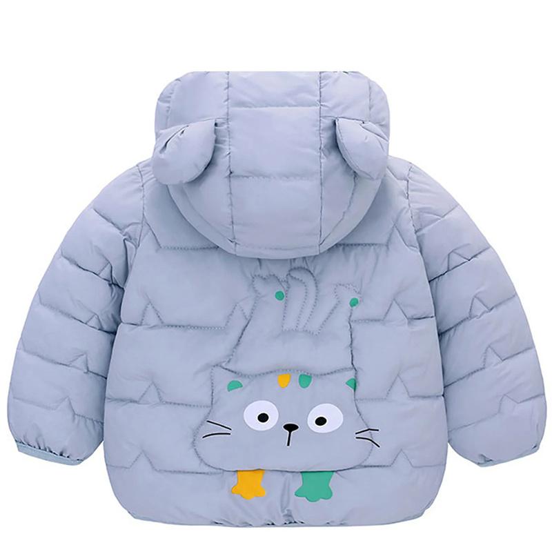 Детские легкие пуховики с капюшоном для мальчиков и малышей, теплая верхняя одежда, осенние пальто для девочек, повседневная одежда с рисунком динозавра