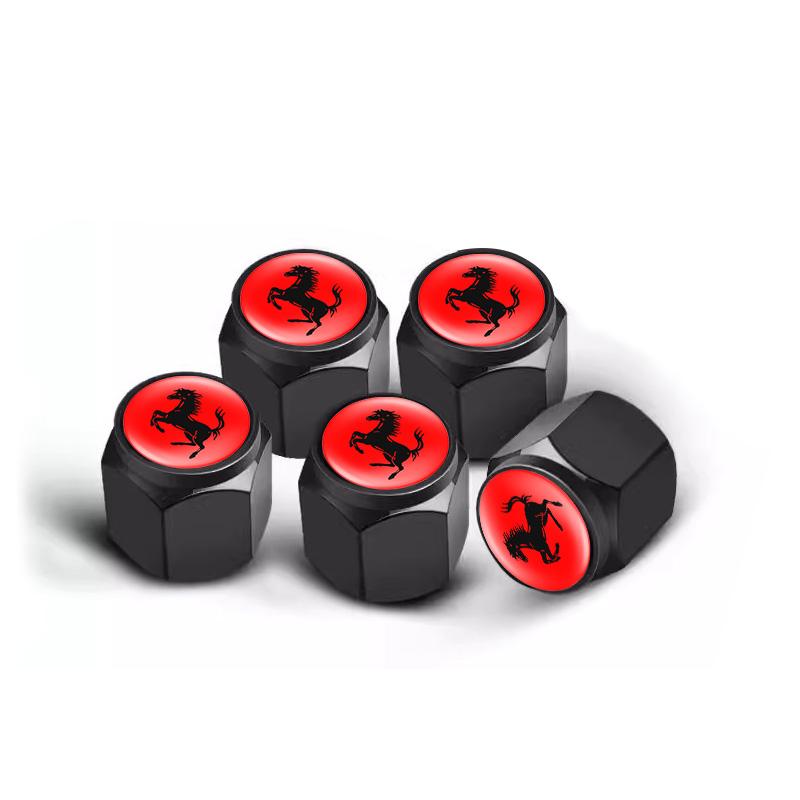 5Pcs Aluminum Alloy Car Wheel Tire Valve Cap Dustproof Cover For Ferrari Roma 488 Portofino F8 Spider SF90 488 612 F12 Accessory MQ4