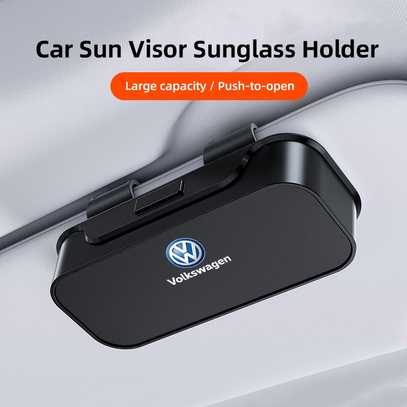 hijk1 Car Sun Visor Glasses Case Sunglasses Holder For VW Golf Amarok T5 Phaeton GTI Teramont Tiguan Car Interior Accessories keychain