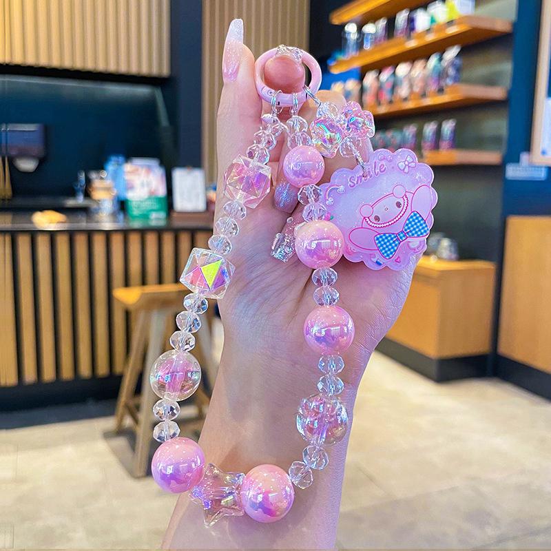 Sanrio Hello Kitty Бусины Цепочка для Телефона Противопотерянный Ремешок для Мобильного Телефона Женская Девичья Брелок для Сумки Куроми Подвеска Ремешок на Запястье Для Чехла