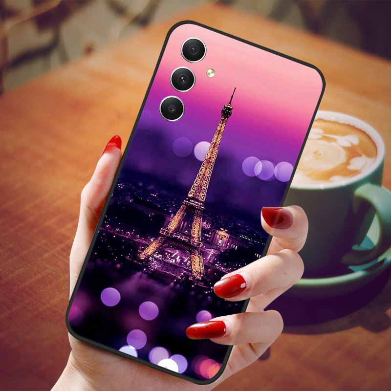 Чехол для Samsung Galaxy A55 5G Черный ТПУ Силикон Красивый Узор Чехлы для Телефона для Galaxy A55 Ударопрочный Мягкий Чехол A 55 6.6''