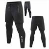 Men Run Trouser 2 In 1 Double Layer Pant Tight Training Basketball Legging Print Fitness Sweatpant with Pockets Running Trousers