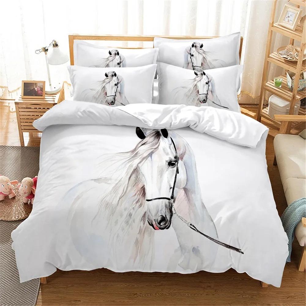 Комплект постельного белья White Horse для мальчиков и девочек, двуспальный, пододеяльник, наволочка, детская, взрослая, мода, домашний текстиль