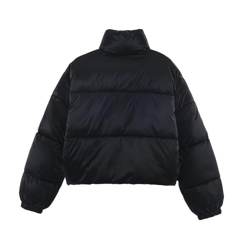 Womens Winter Warm Windproof Water-Resistant Coat With Stand Collar Front Pockets - Casual Chic Outerwear
