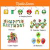 Mario Theme Party Decorations Set Flags, Cake Toppers, Balloons, And Spirals For An Amazing Party Atmosphere!