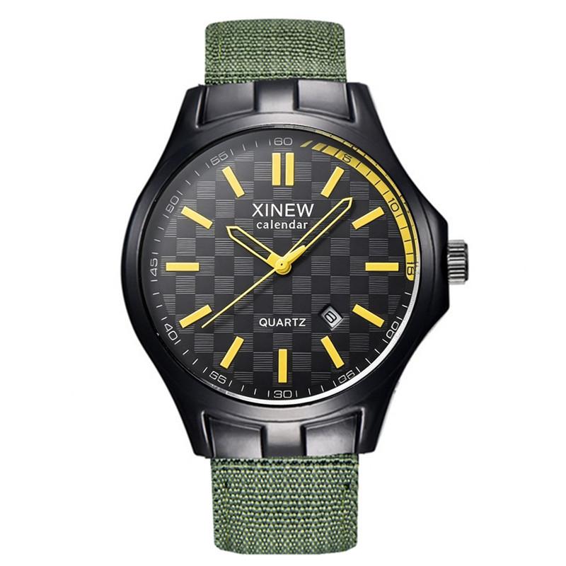 Reloj Hombre XINEW Brand Students Watches Men Boys Fashion Nylon Band Date Gifts Watch Black Relogio Masculino Montre Homme
