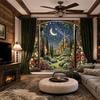 Gruaoihy Fantasy Castle Window Tapestry Fairytale Moon Rose Mural for Bedroom Dorm Living Room Decor Magic Woodland Scene Large Wall Backdrop 44x60 in