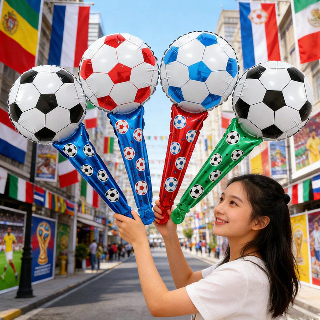 2026 USA Canada Mexico for Football-Themed Mouse Head Aluminum Alloy Handheld Foil Balloons Cheering Sticks