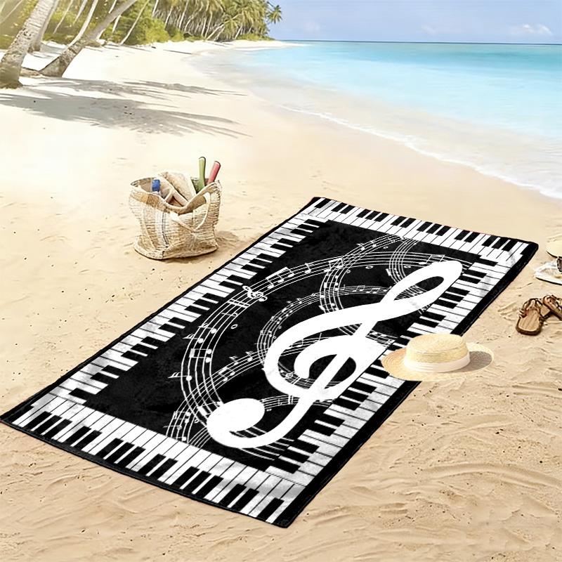 Music Note Print Beach Towel, Large Soft Quick Dry Towel for Beach Camping Swimming