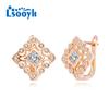 LSOOYH серьги-клипсы цвета розового золота, модные серьги для женщин, серьги-гвоздики с полым цирконием, ювелирные изделия