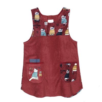 Флисовое флисовое платье Открытое [Kusuguru Japan] Фартук, Фартук, Красный, M-L