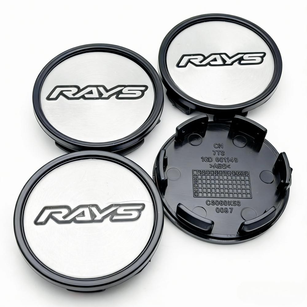 4pcs Rays Racing Logo Emblem Car Wheel Center Caps 58MM Clips 53MM Rim Hubcaps Dust Cover Wheels Hub Cap Replace Car Accessories