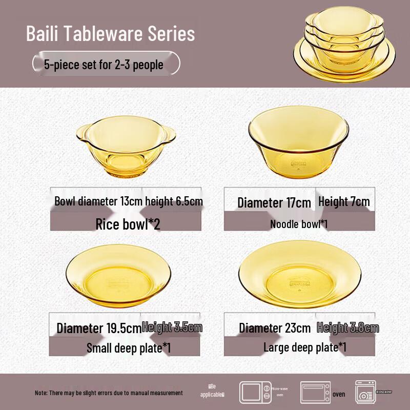 Corning 5-Piece Heat-Resistant Glass Tableware Set