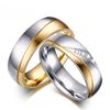 Fashion Gold Plated Titanium Steel Lover Ring Wedding Band Bridal Jewelry Gift AVE