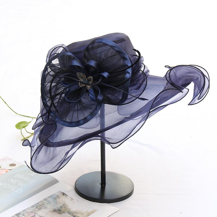 Летняя однотонная шляпа с плоской тульей, с широкими полями и бантом, солнцезащитная шляпа от солнца, модный бренд, шляпа от солнца из органзы