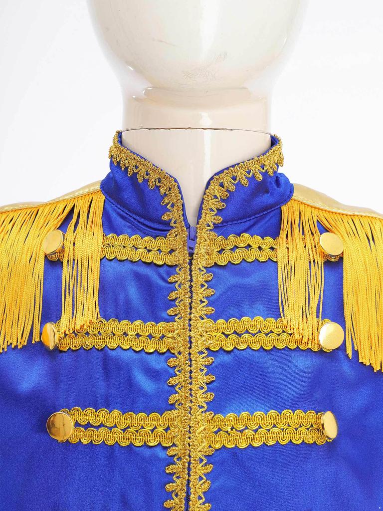 Children's 60s Rock Band Costume - British Star Style Gold Lace Top with Long Sleeves for Music Cosplay