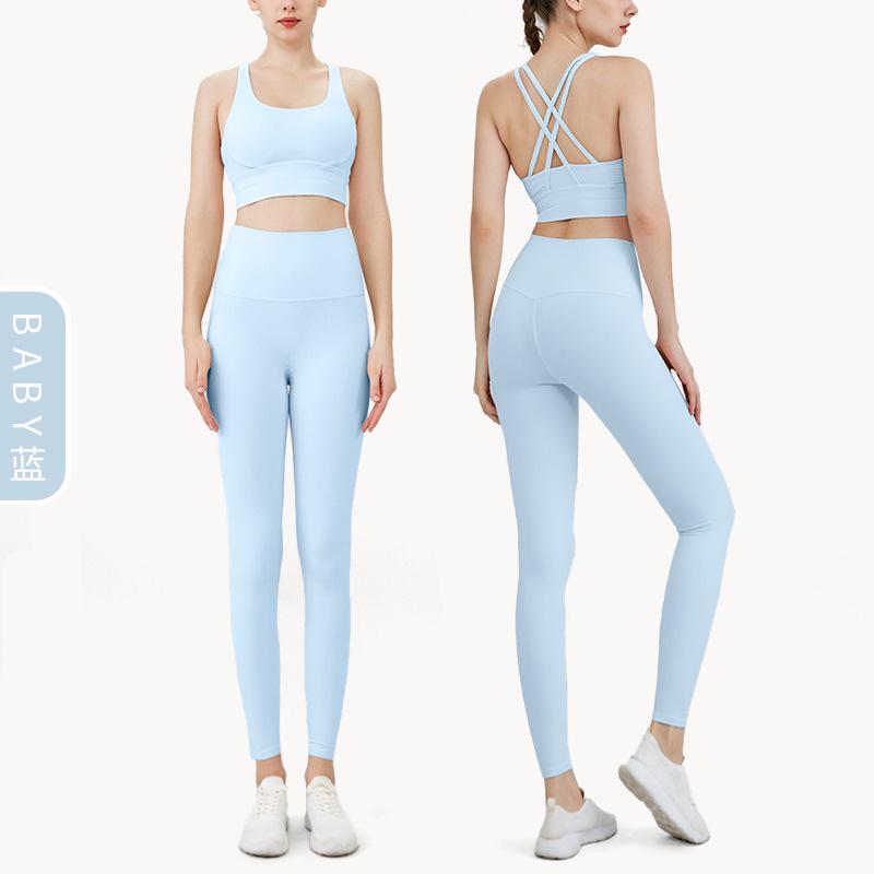 «Летний комплект для йоги на крестообразной спине»: Брюки и топ с высокой талией и утягивающими бедрами