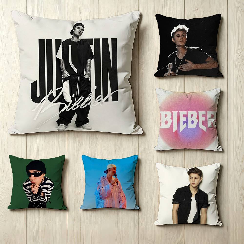 Pop singer JJustin BBieber Square DoubleSided printed Pillow Case Bedroom Bedside Pillow Sofa Cushion Cover