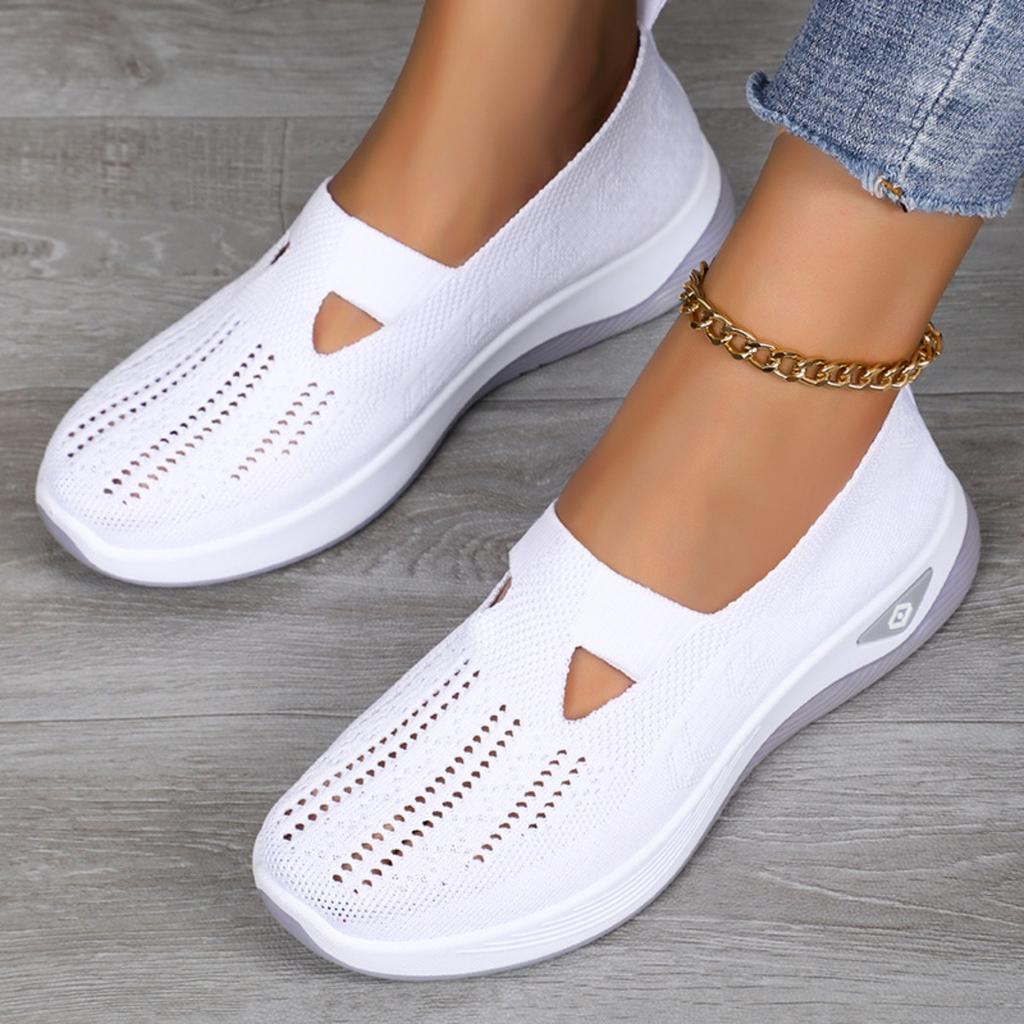 Women's Casual Shoes with One Foot, Plus Size Women's Shoes, Single Shoes, Fly Woven Breathable Cloth Shoes