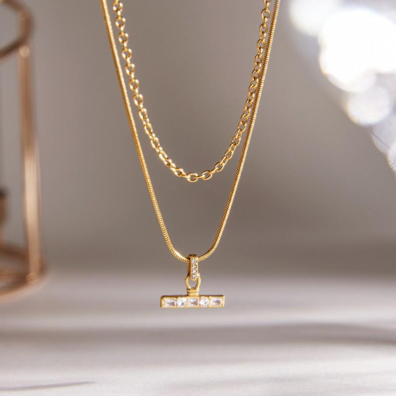 Double Layered Titanium Steel Necklace Women Minimalist Luxury Clavicle Chain Stainless Jewelry
