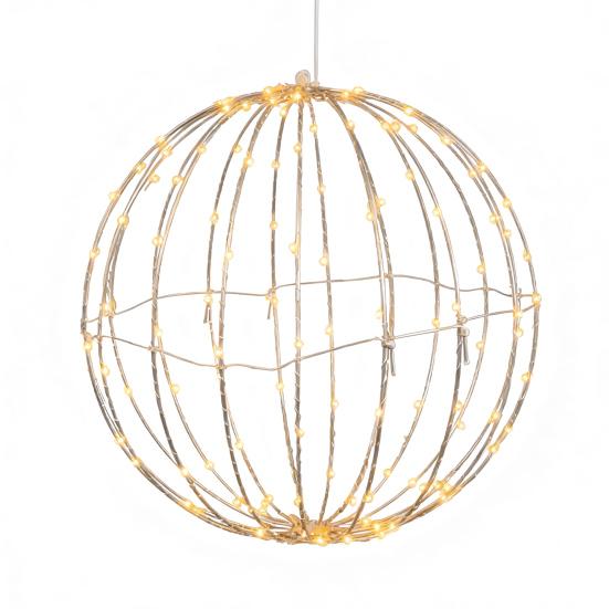 Рождественский светодиодный шар Складной большой светящийся шар для елки Металлический каркас Сферический светильник для внутреннего и наружного оформления Сад Патио Декор