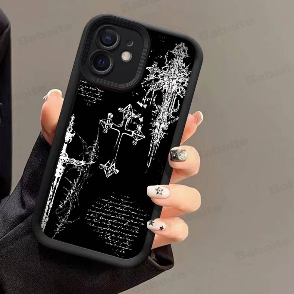 Готический Кибер-Сигил Крест Чехол для Телефона Для iPhone 17 Air 16 e 15 14 13 12 11 Pro Max Plus Mini SE 2020 2022 Силиконовый Чехол-Оболочка
