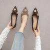 Women's Rhinestone Ballet Flats Fashion Pointed Toe Pearl Diamond Low Heel Dress Wedding Flats for Women Work Business Flat Shoes Casual Walking Shoes