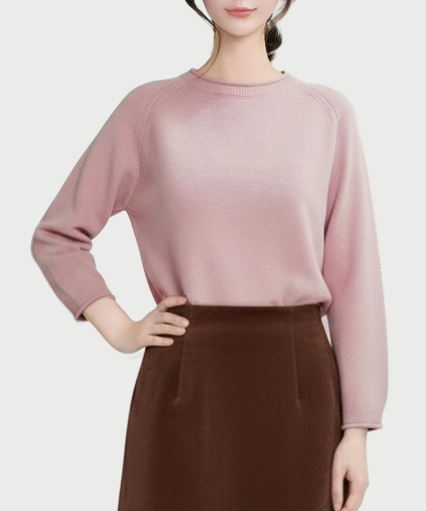 Кеульейсу Мила Удобный женский вязаный свитер с круглым вырезом_Красный
