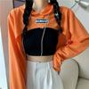 High Waist Shirt Hoodies Women's Hooded Loose Short Cropped Long-sleeved Jazz Blouse Thin Hooded Clothing