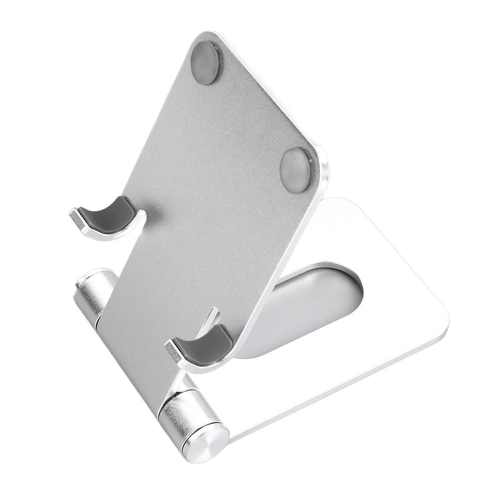Foldable Aluminum Alloy Cell Phone Holder Folding Desktop Cell Phone Holder Stand for Desk Silver