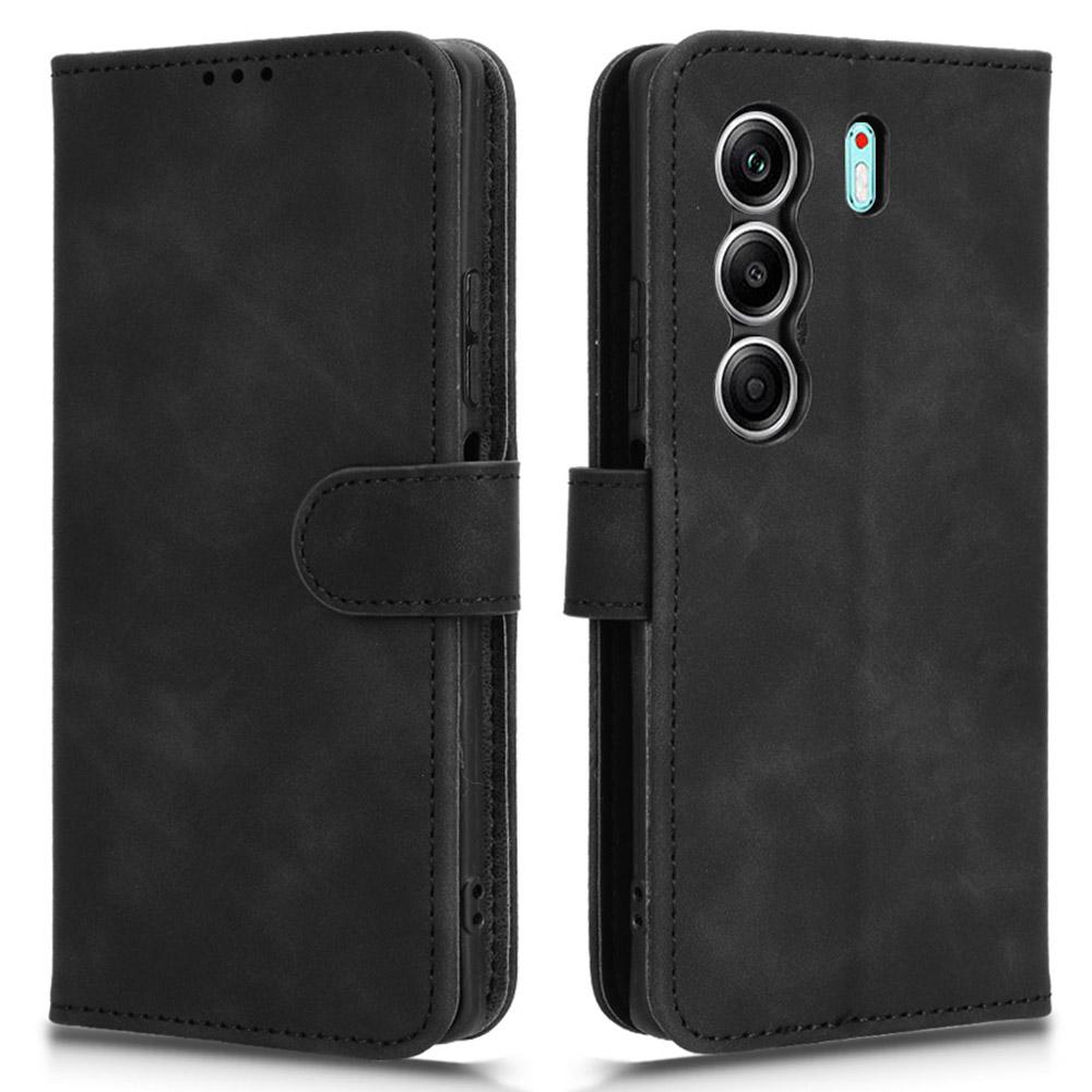 Для TECNO Camon 40 4G Кожаный чехол с ощущением кожи Противоударный Чехол-книжка с кошельком для телефона