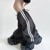 Fashion Drawstring Cargo Leg Warmers for Women Harajuku Side Double Striped Baggy Leg Covers Footless Socks Streetwear