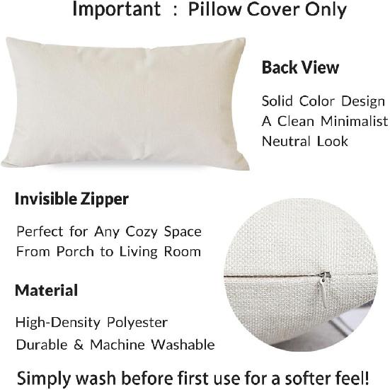 Decorative Throw Pillow Cover 12x20 Inch Welcome to Our Happy Place Black White Outdoor Modern Farmhouse Front Porch Patio Decor Lumbar Cushion Case