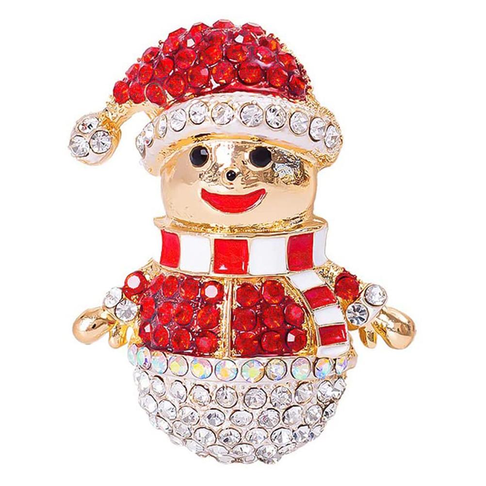Рождественская брошь-булавка Стразы Кристалл Булавки Снеговик Рождественские Елки Ювелирные булавки для Рождественских украшений