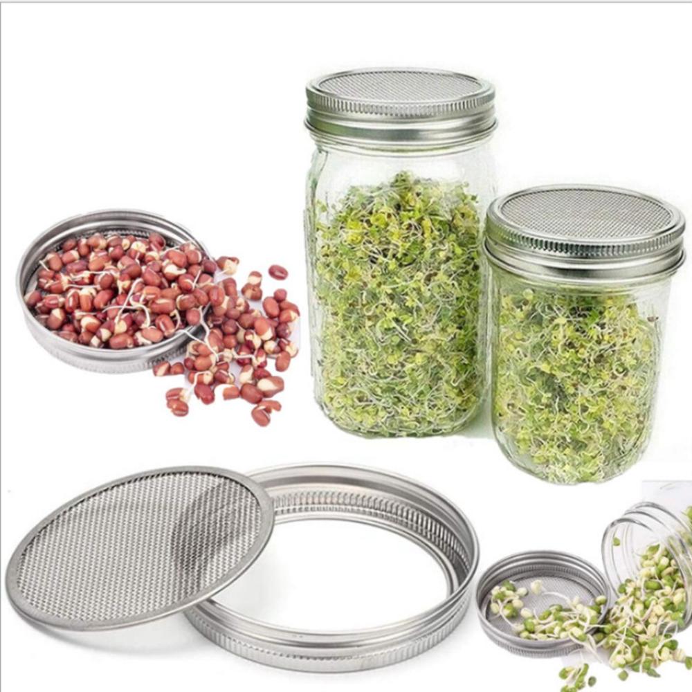 16/32oz Organic Stainless Steel Wide Mouth Mason Jars Sprouting Jar Kit Germination Cover Sprouter