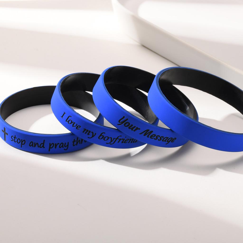 Personalized Silicone Wristbands Bracelet for Women Men, Customized Rubber Bangle, Engraved Gift for Events Party Awareness