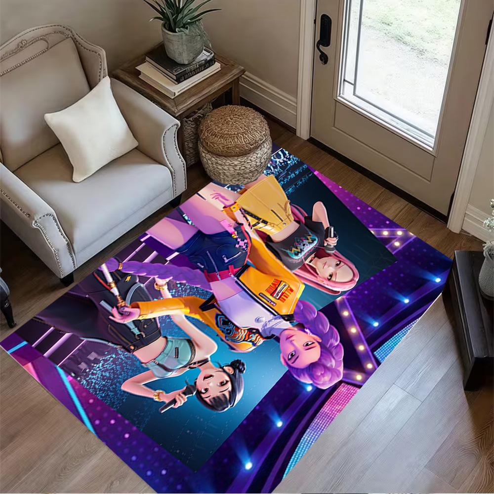 K-pop Fashion Fusion Area Rug Perfect for Foyer Outdoor Balcony Playrooms Antislip Carpet Anime Office Decor Best for Christmas