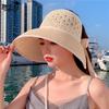 Модная летняя складная шляпа для женщин, соломенная шляпа с пустым верхом, бант, большая шляпа с карнизом, солнцезащитная шляпа для улицы