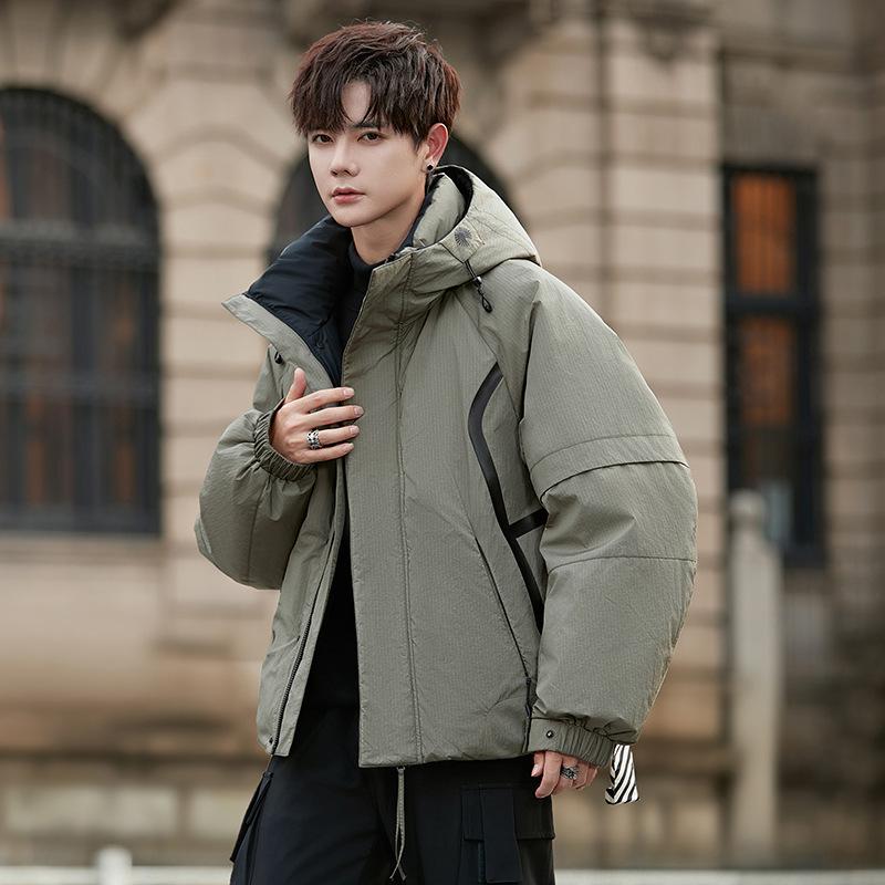 Hooded Down Jacket Men's Winter Thickened Jacket Boys Outdoor Warm and Windproof