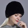 Winter Womens Mink Fur Hats Fur Knitted Cap Fashionable Fluffy Ladies Genuine Fur Beanie Female Black Fur Caps