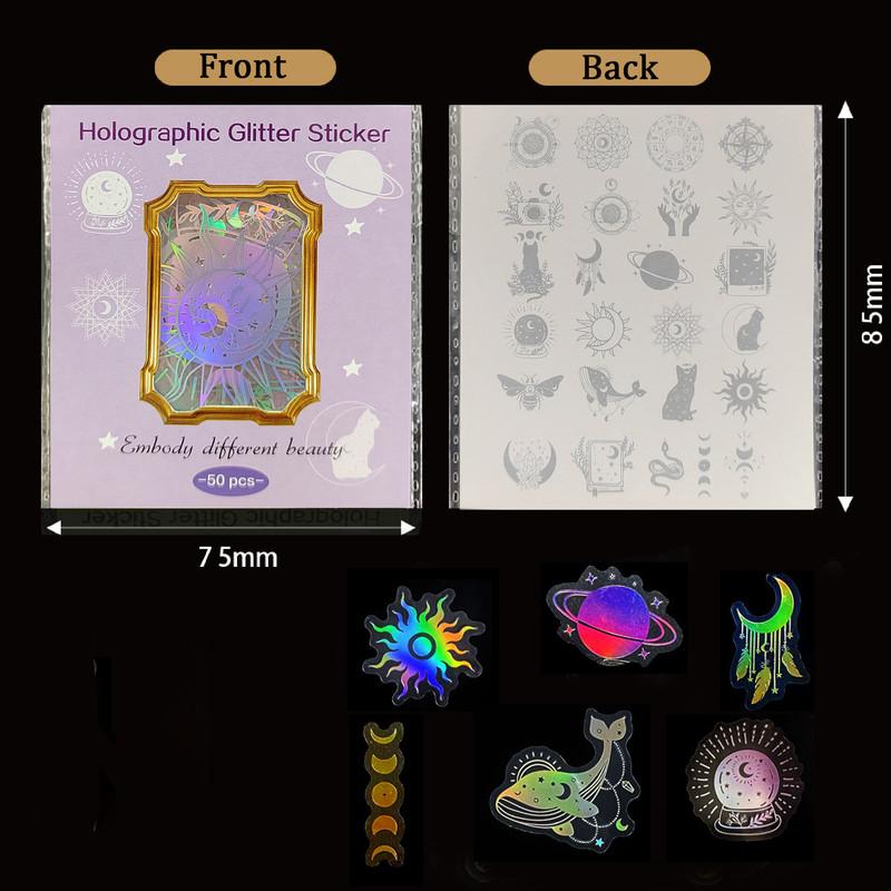 Голографические лазерные наклейки, 100 шт., прозрачные, серебристые, винтажные, декоративные блестящие наклейки «сделай сам», справочник, наклейки для домашних животных, посылка